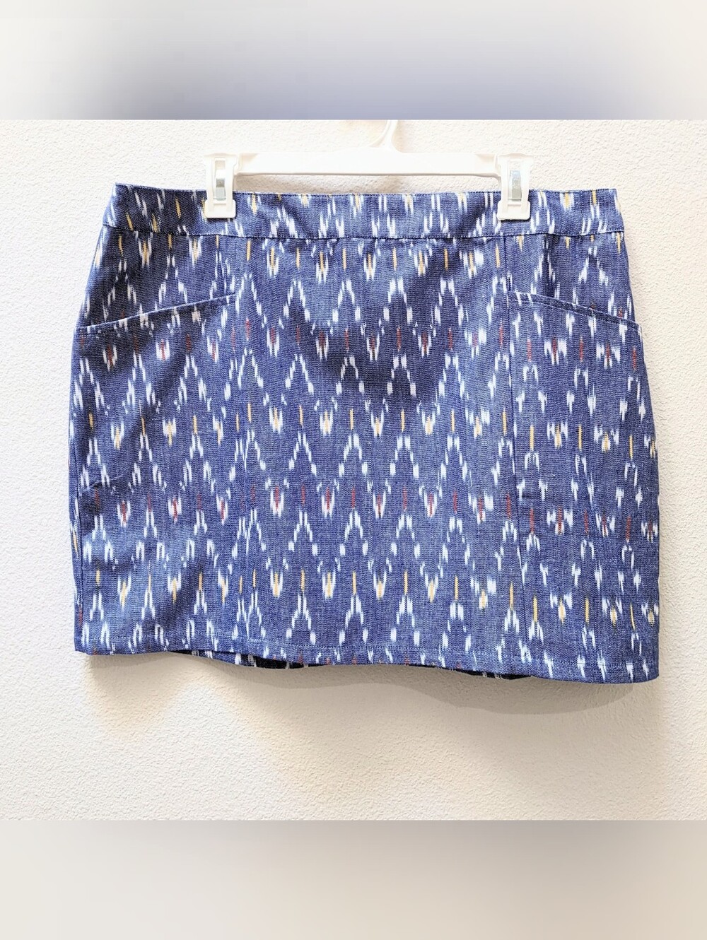 Mata Traders blue ikat cotton miniskirt with pockets size XL NWOT